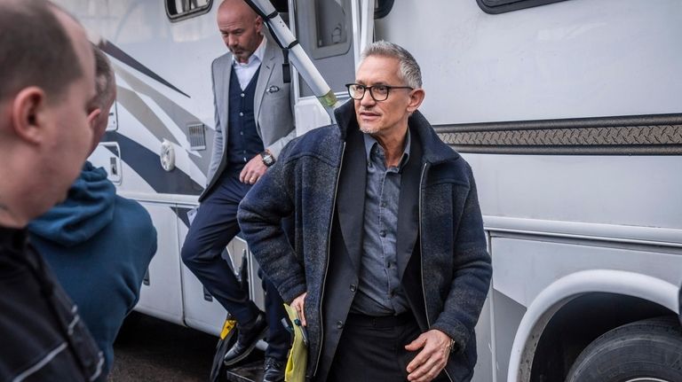 Gary Lineker arrives at the Etihad Stadium in Manchester, England,...