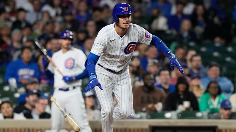 Cody Bellinger of the Chicago Cubs bats during the first inning of
