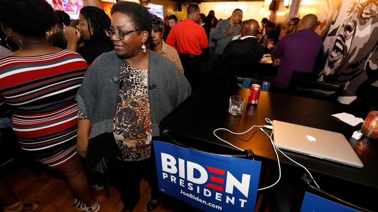 Joe Biden's supporters celebrate his victory Tuesday in the MIssissippi...