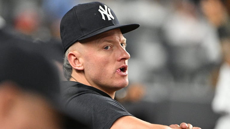Josh Donaldson of the New York Yankees jogs to the dugout after