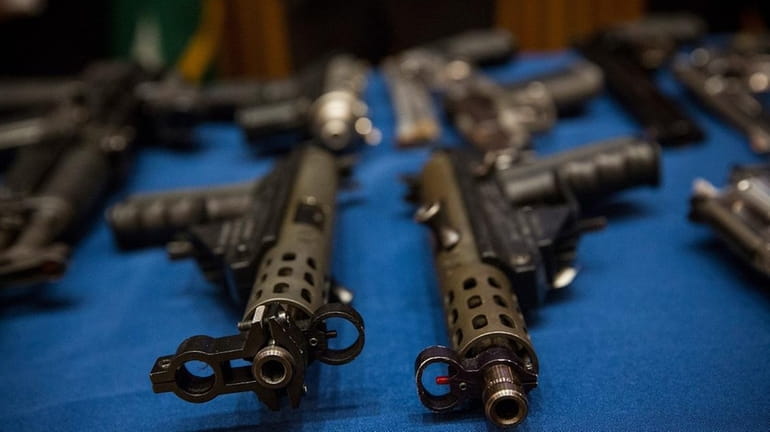 Guns seized by the New York Police Department in the...