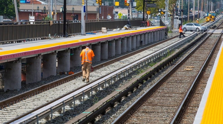 The LIRR's new second track is seen in August in...
