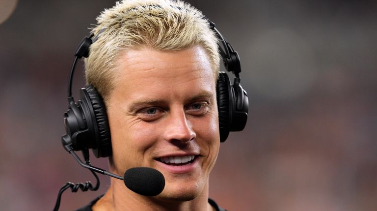 Cincinnati Bengals quarterback Joe Burrow is interviewed during the first...