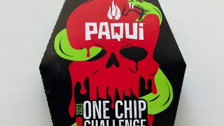 A package of Paqui OneChipChallenge spicy tortilla chips is seen...