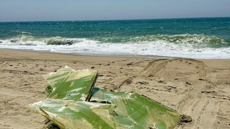 Debris from a damaged wind turbine washed up on Nantucket beaches. 