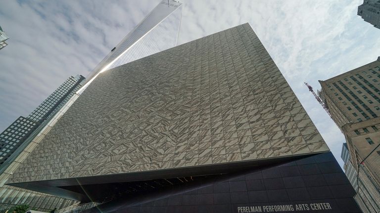 One World Trade Center looms above the Perelman Performing Arts...