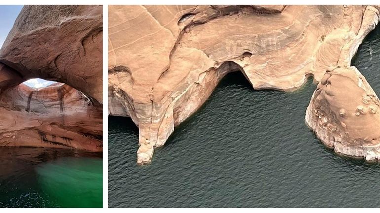 This combination of photos provided by the National Park Service...