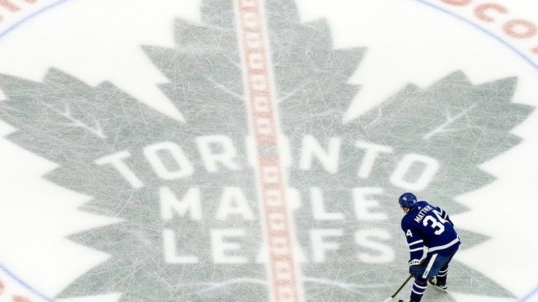 Toronto Maple Leafs' Auston Matthews reacts during his team's loss...