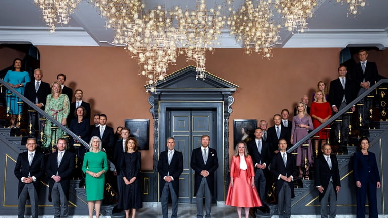 Dutch King Willem-Alexander, center right, Prime Minister Dick Schoof, center...