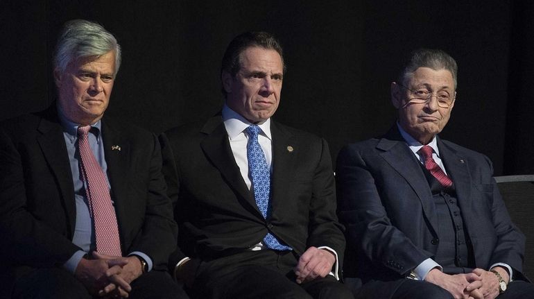 Former Senate Majority Leader Dean Skelos, left, Gov. Andrew M....