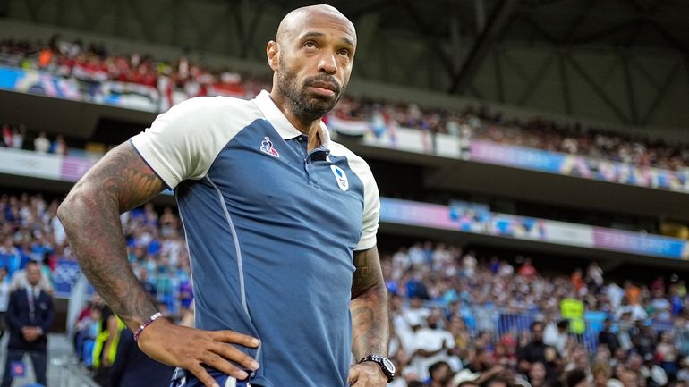 France's head coach Thierry Henry looks on prior to the...