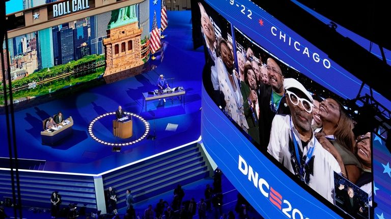 Spike Lee watches as New York Gov. Kathy Hochul casts...