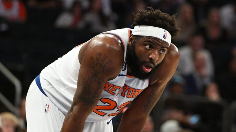 Knicks center Mitchell Robinson looks on against the Orlando Magic...