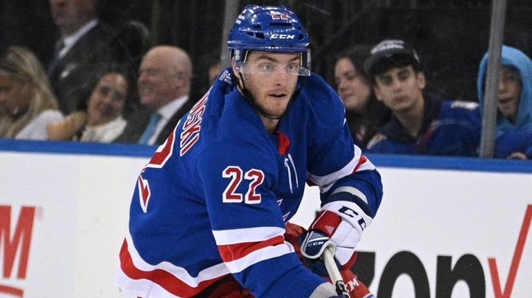 Rangers center Jonny Brodzinski skates against the Devils during the...