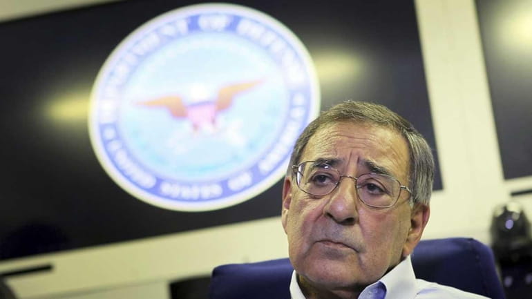 Secretary of Defense Leon Panetta fields questions from the media...