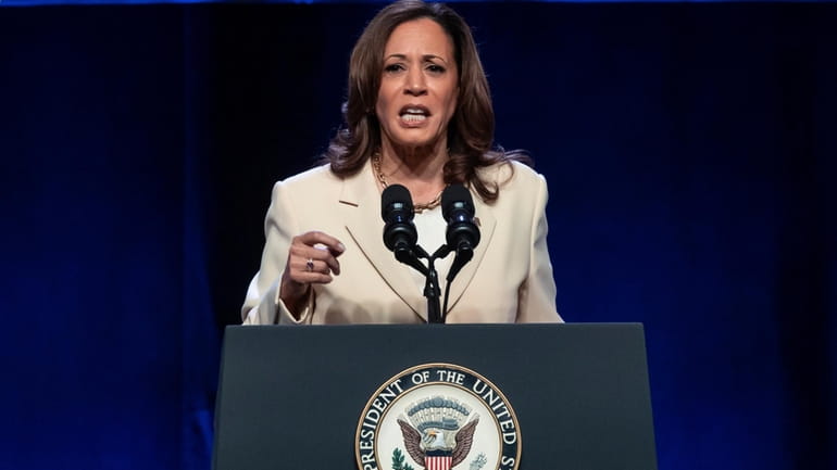 Vice President Kamala Harris speaks during the Unite Here Convention...