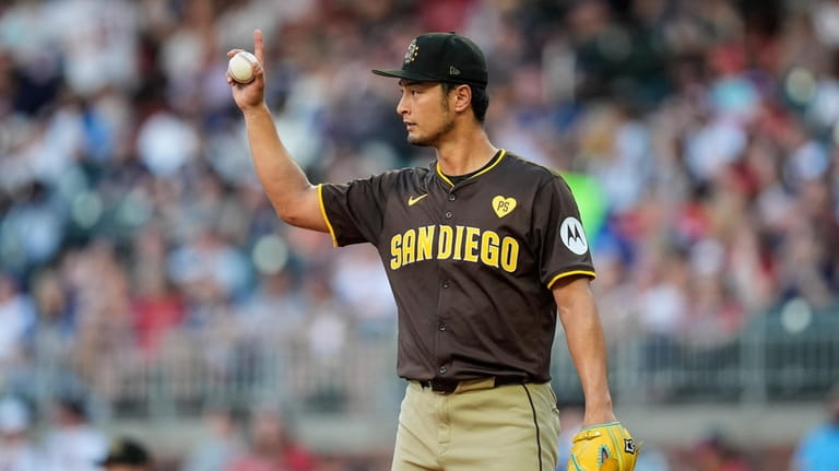 San Diego Padres pitcher Yu Darvish (11) works in the...