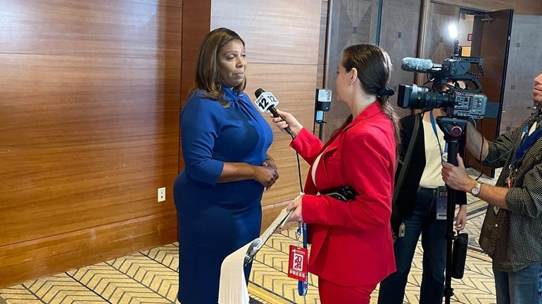 New York Attorney General Letitia James is interviewed at an...