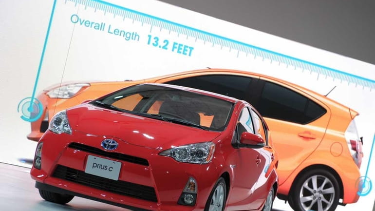 The Toyota Prius C on display during the press preview...