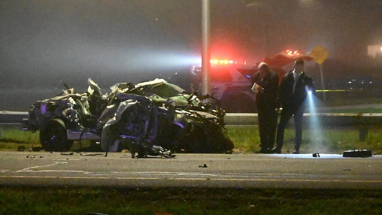 Suffolk police investigating at the scene of a fatal crash on...