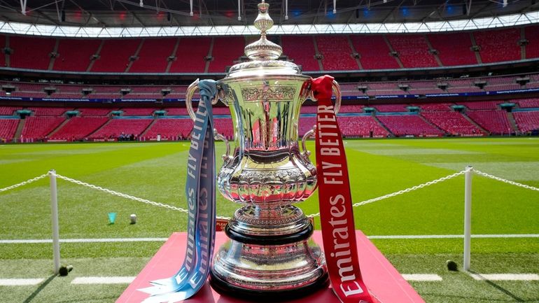 The FA Cup trophy is seen before the English FA...