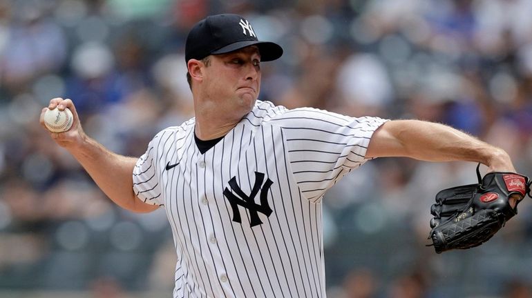 Gerrit Cole of the New York Yankees pitches against the Chicago...