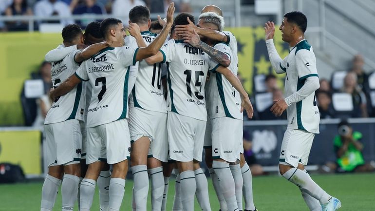 Liga MX All-Stars celebrate their goal against the MLS All-Stars...