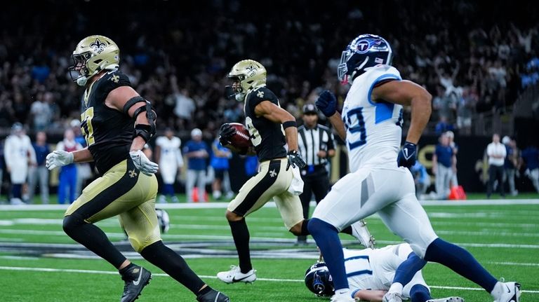 New Orleans Saints wide receiver Samson Nacua (89) returns a...