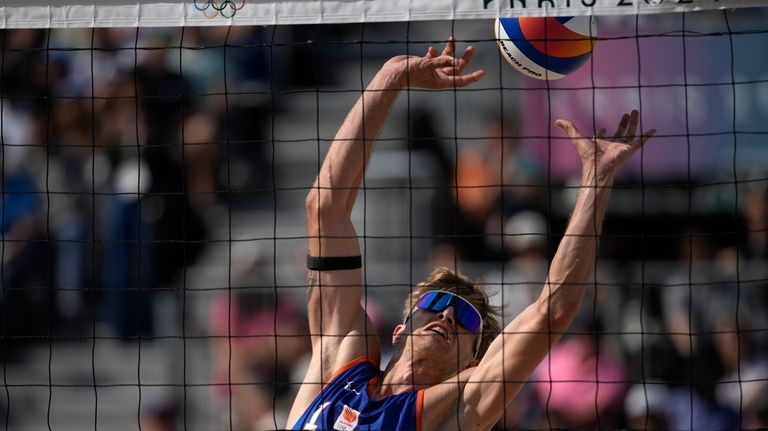 Steven van de Velde of the Netherlands competes in the...