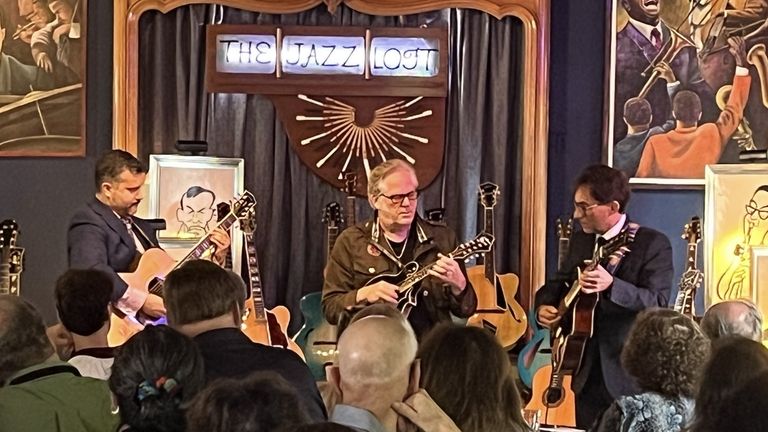 Vinny Raniolo, John Jorgenson and Frank Vignola perform at the...