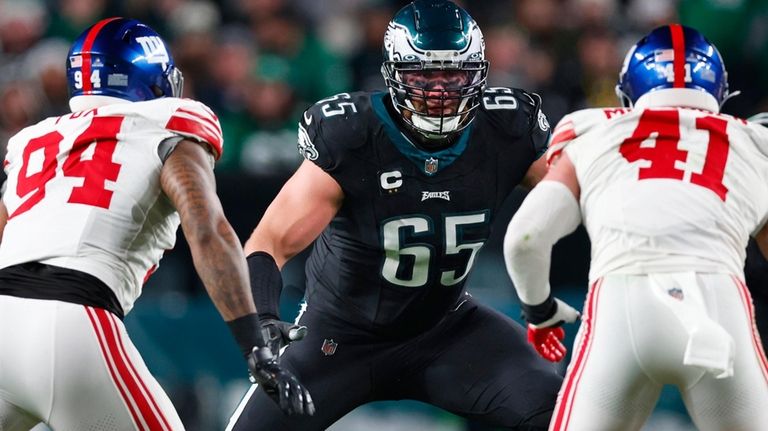 Philadelphia Eagles offensive tackle Lane Johnson (65) in action against...