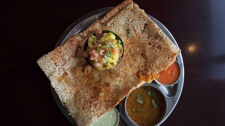 The chennai rava masala (semolina) dosai platter is a winning...