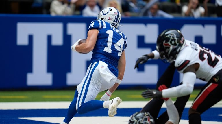 Indianapolis Colts wide receiver Alec Pierce (14) makes a touchdown...