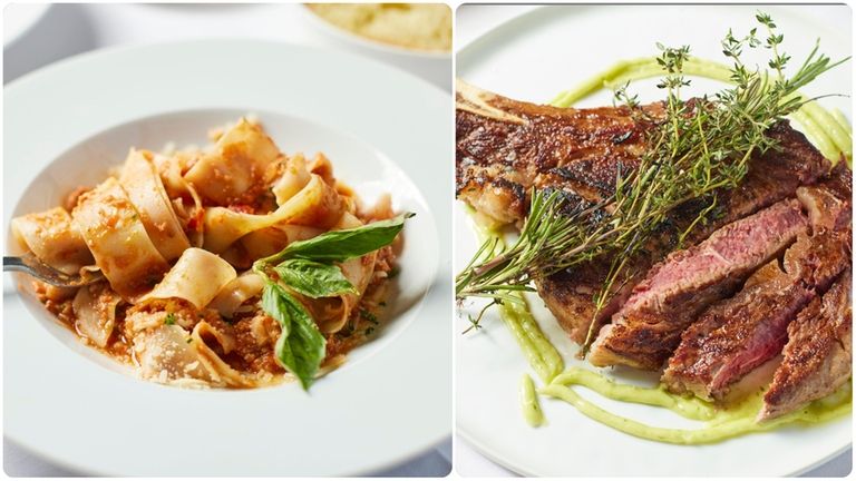 Pappardelle ragu and bone-in ribeye at Stellina in Oyster Bay.