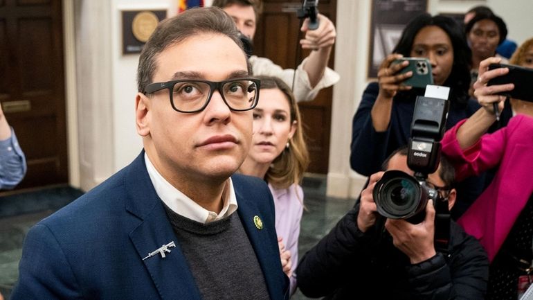 Rep. George Santos (R-Nassau/Queens) at the U.S. Capitol in January.