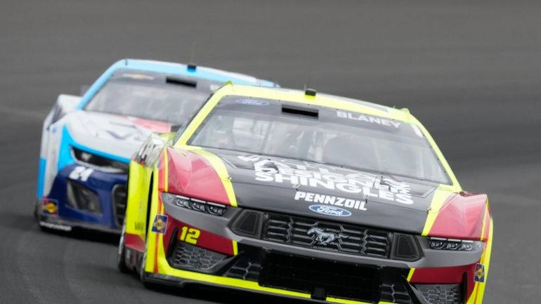 Ryan Blaney drives during the NASCAR Cup Series auto race...