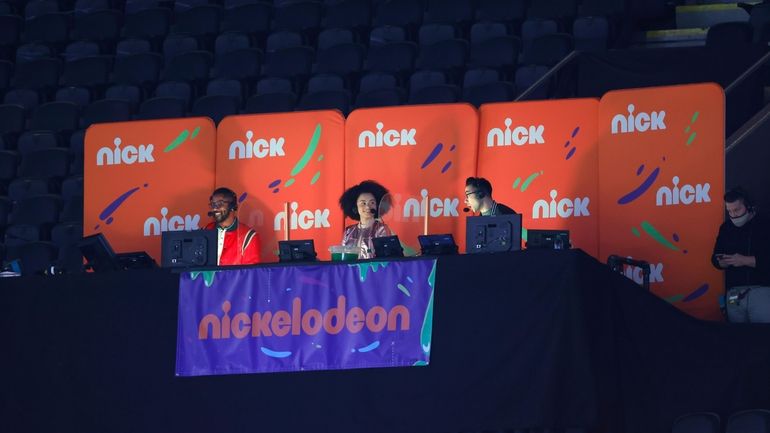 Nickelodeon commentators Nate Burleson, Gabrielle Nevaeh Green, and Noah Eagle...