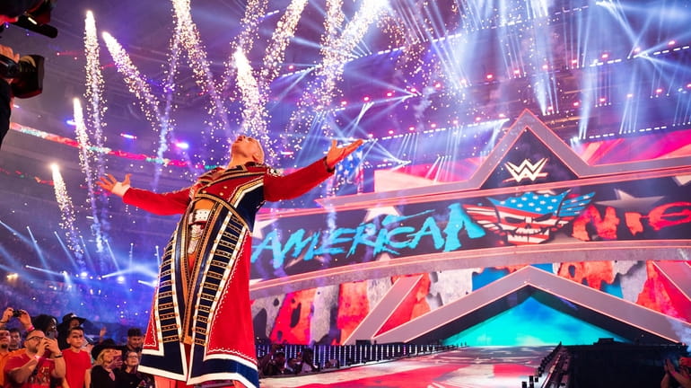 Cody Rhodes makes his entrance during WrestleMania 38 in Arlington,...