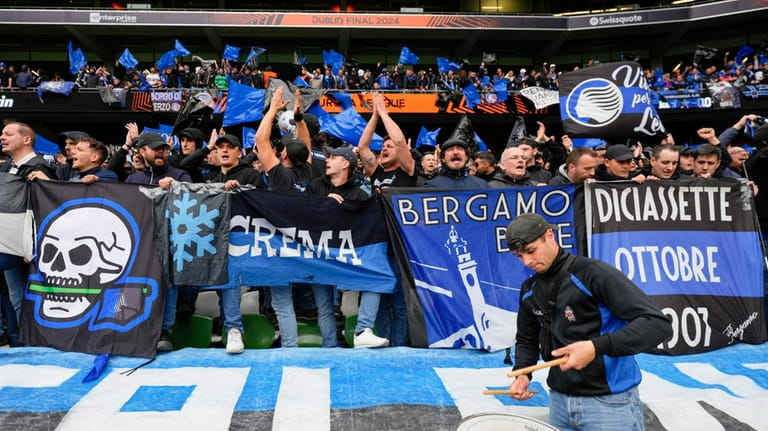 Atalanta fans cheer before the Europa League final soccer match...
