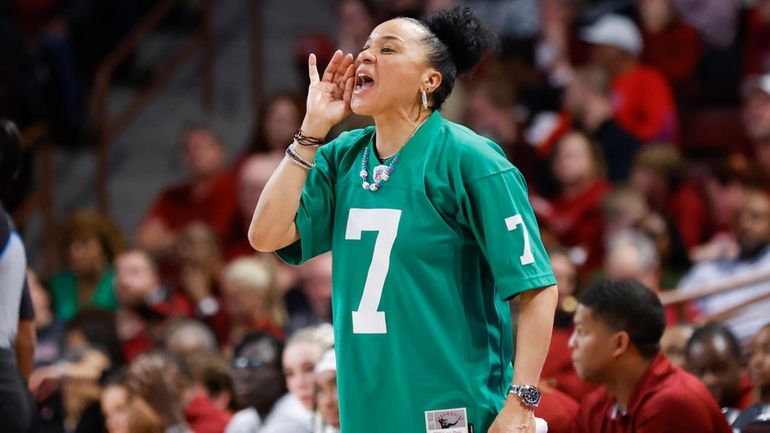 South Carolina head coach Dawn Staley directs her team against...