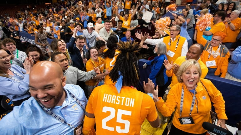 Tennessee fans cheer for player Jordan Horston (25) after they...