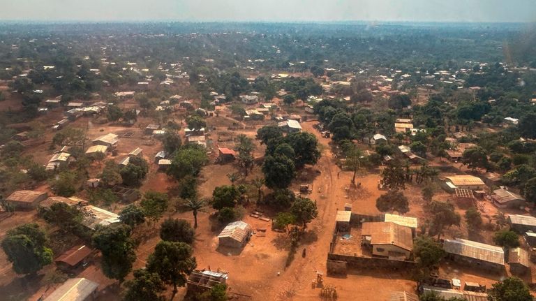 An arial view of Bangui, Central African Republic, is seen...