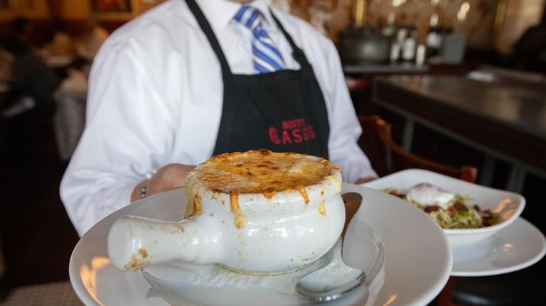 French onion soup at Bistro Cassis in Huntington.