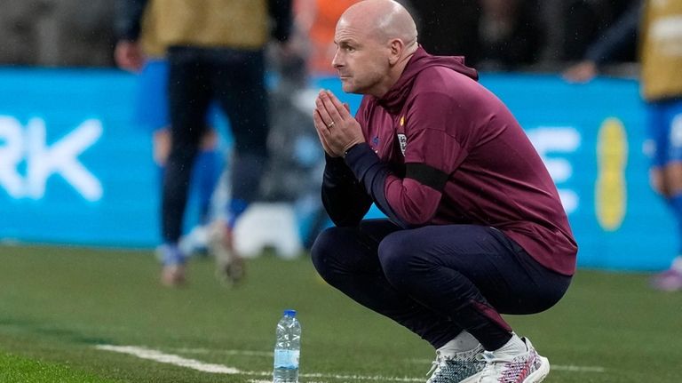 England interim manager Lee Carsley reacts during the Group F...