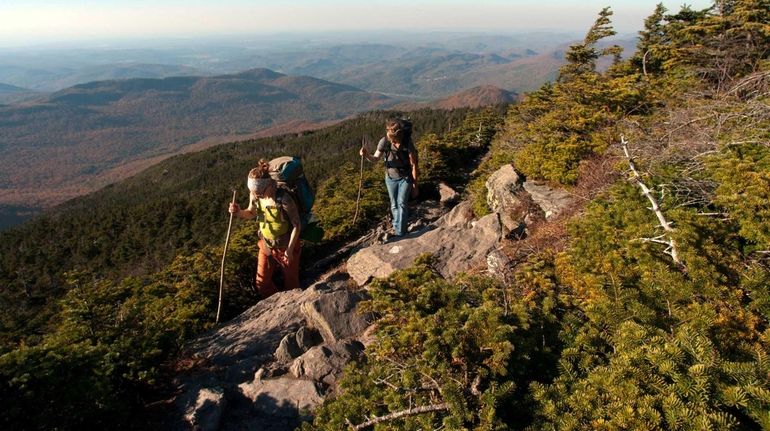 Hiking the Long Trail on Camel's Hump, Vt.