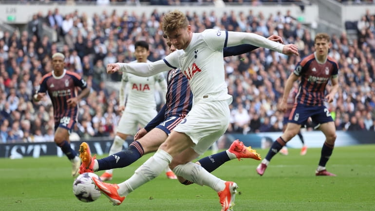 Tottenham's Timo Werner attempts a shot on goal during the...