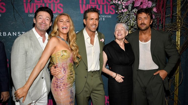 Hugh Jackman, from left, Blake Lively, Ryan Reynolds, Tammy Reynolds,...