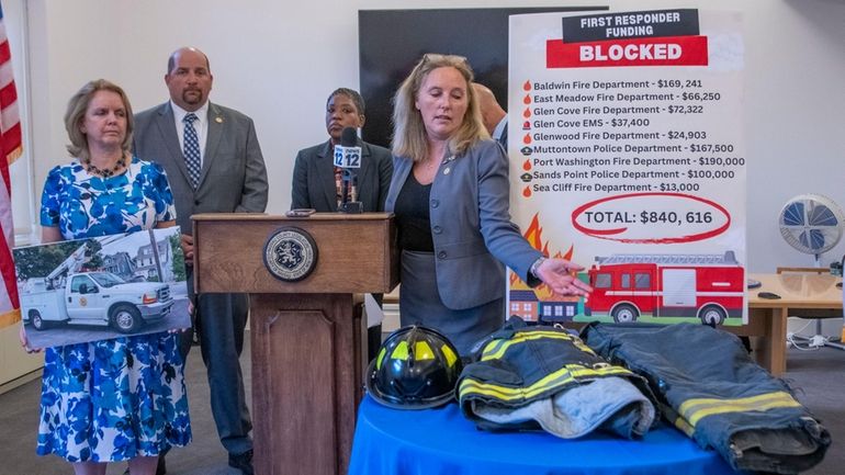 Democrats in the Nassau County Legislature held a news conference...