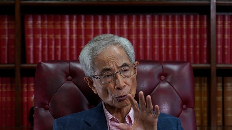 Pro-democracy lawyer Martin Lee speaks during an interview in Hong...