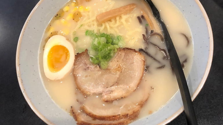 Tonkotsu ramen with slow-cooked pork belly at Ichi Sushi &...